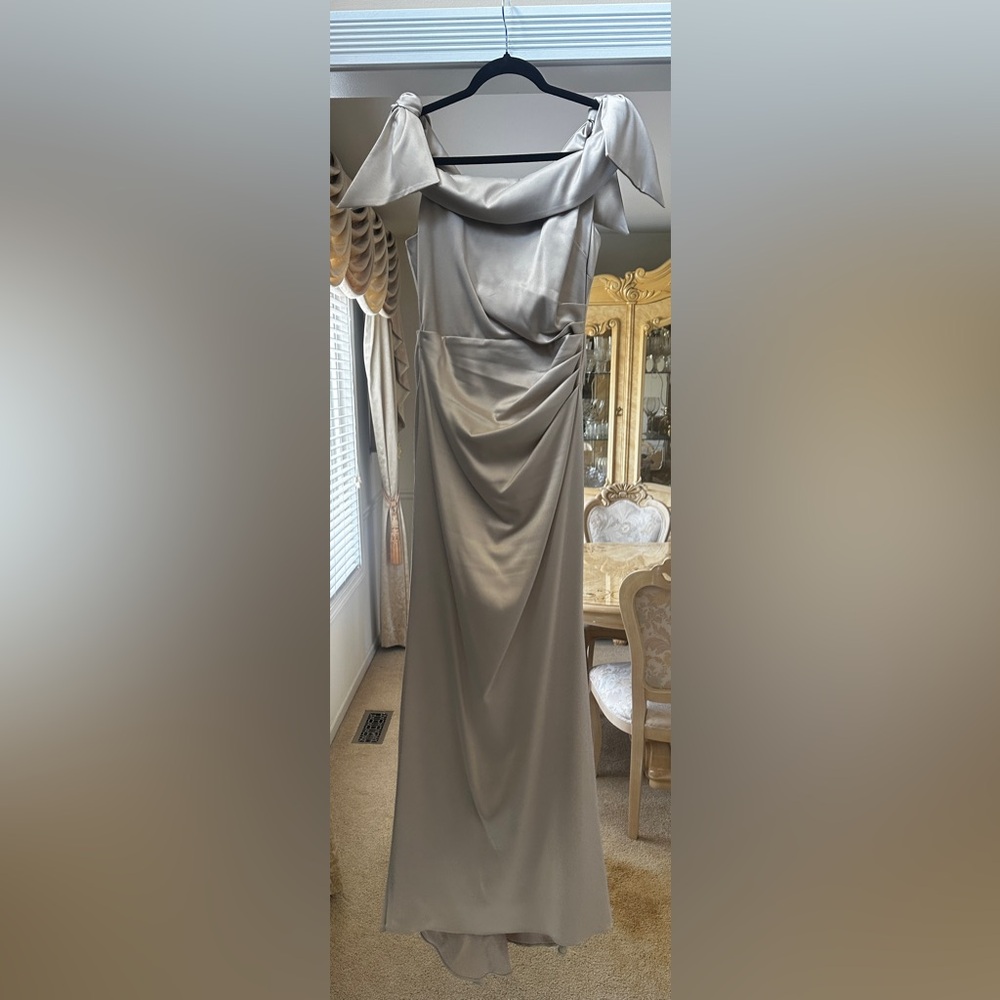 Elegant Gray Satin Dress